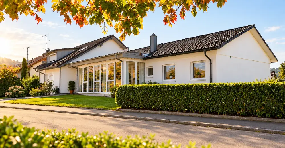 Das Hotel am Kirchplatz in Überlingen-Nesselwangen an einem sonnigen Herbsttag